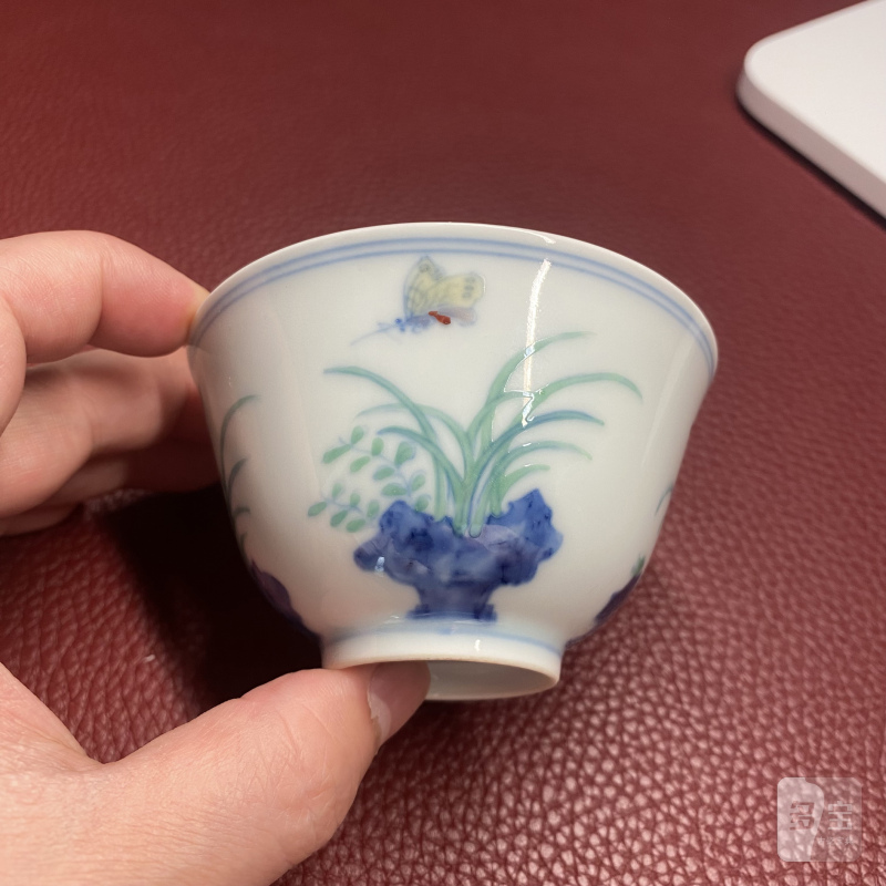 清雍正 仿成窑斗彩三秋杯成对 - 图24